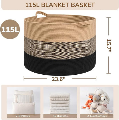 INDRESSME 115L Extra Large Blanket Basket - Image 2