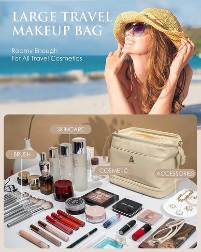 Birthday Gifts for Women, Initial Large Makeup Bag, Personalized Double Layer - Image 2