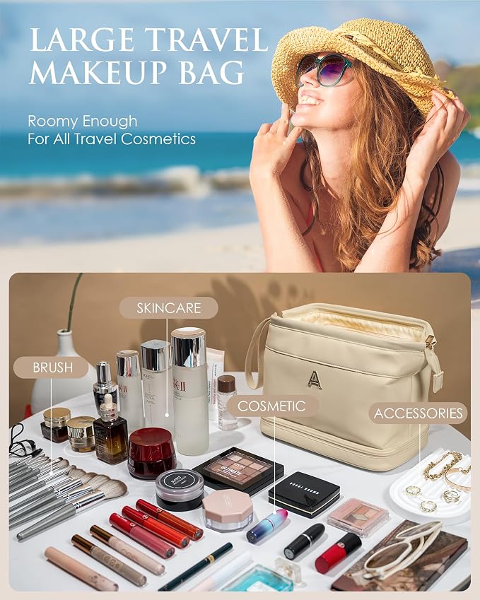 Girlfriend Gifts: Personalized Makeup Bag, Initial Double Layer Cosmetic Bag - Image 2