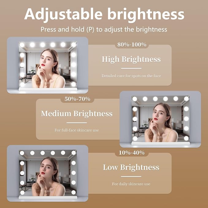 Vanity Mirror with Lights Lighted Makeup Mirror with Dimmable LED Bulbs - Image 3