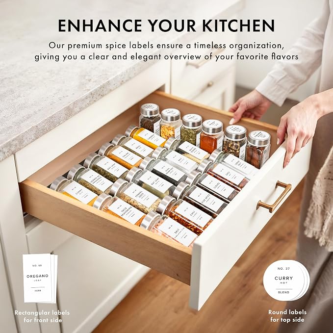 Glass Spice Jars with Label and Stainless Steel Lids Spice Containers with 240 - Image 3