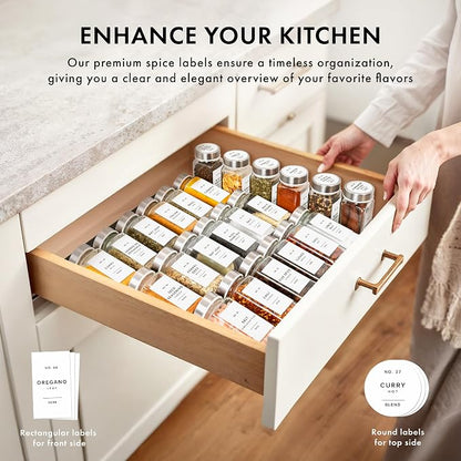 Glass Spice Jars with Label and Stainless Steel Lids Spice Containers with 240 - Image 3