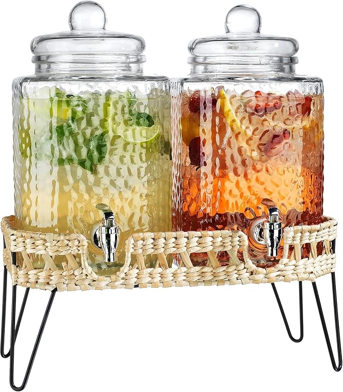 1.5 Gallon Hammered Glass Drink Dispenser by MosJos
