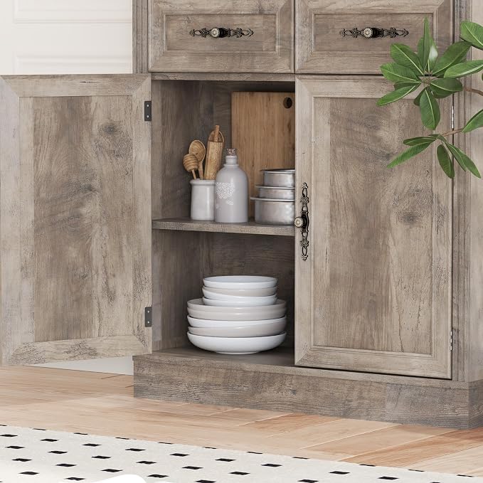 71.4" Tall Bookshelf with Drawers & Cabinet, 5-Tier Floor Standing Bookcase - Image 7