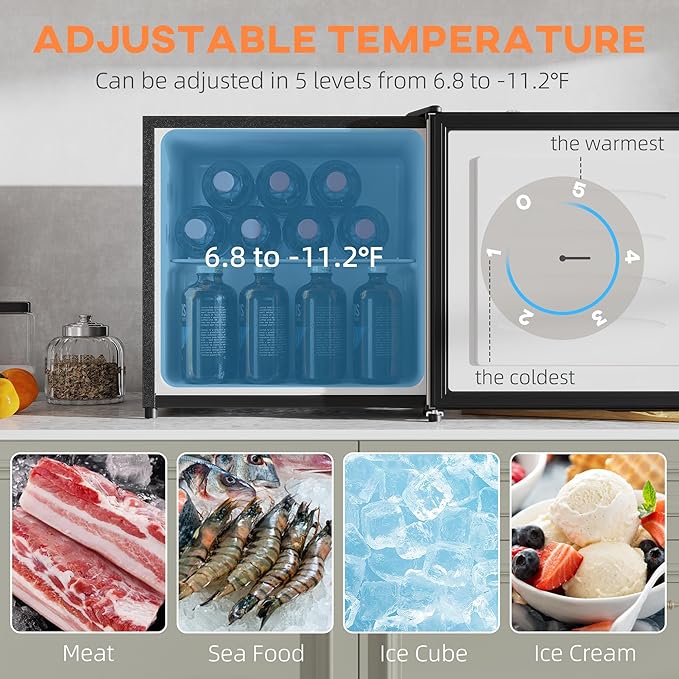 HOMCOM Mini Freezer Countertop, 1.1 Cu.Ft Compact Upright Freezer - Image 3