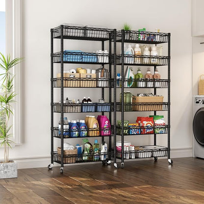 SINGAYE Shelf 6 Tier Wire Shelving Unit Adjustable Storage Shelves Big Basket - Image 5