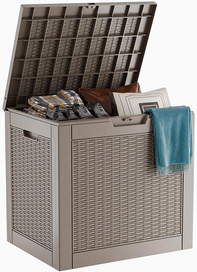 31 Gallon Outdoor Deck Box, Storage Lockable Waterproof Patio Furniture by MAIUSCOLI