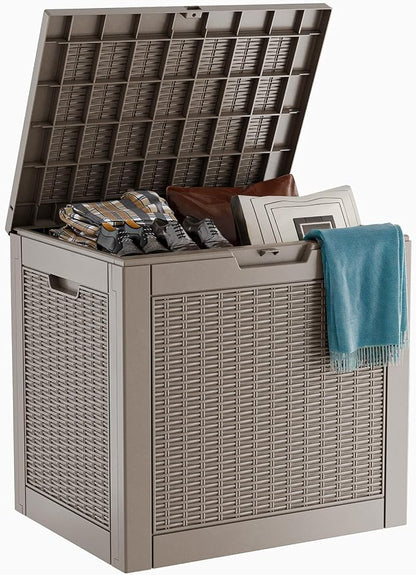 30 Gallon Wicker Pattern Resin Deck Box, Lockable Patio Outdoor Storage Box by OutdoorLivingPerfected