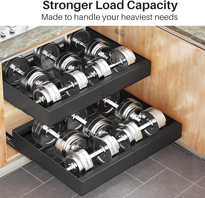 2 Pack Pull out Cabinet Organizer, Expandable Heavy Duty Slide out Drawer Fixed - Image 4