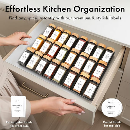 Square Spice Jars with Bamboo Wooden Lid Spice Jars with Shaker Insert and 240 - Image 3