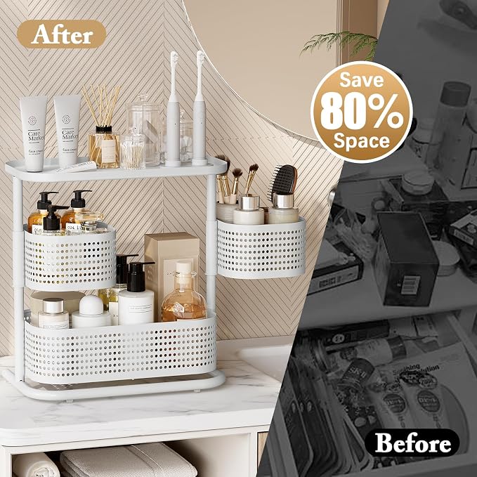 KINGRACK 3-Tier Rotating Bathroom Organizer, Countertop Vanity Tray, Spice Rack - Image 4