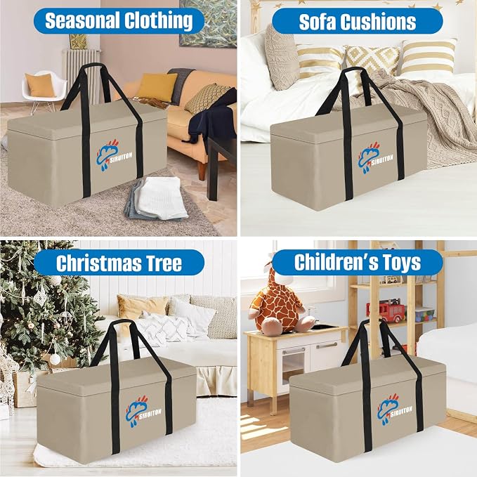 SIRUITON 69”L x 29.5”W x 21.6”H Outdoor Cushion Storage Bag, Patio Furniture - Image 6
