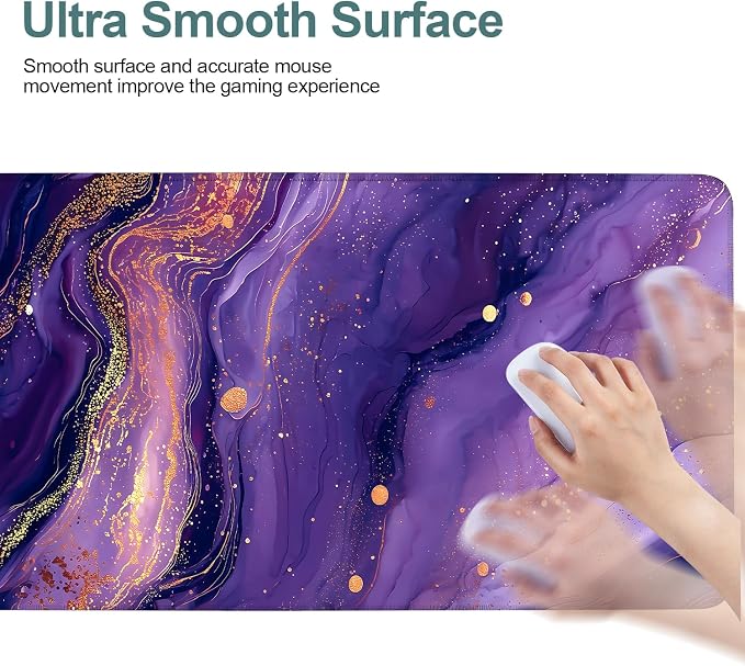 Purple Gaming Mouse Pad 31.5"x11.8"Desk Mat Anti-Slip Rubber Base & Durable - Image 5