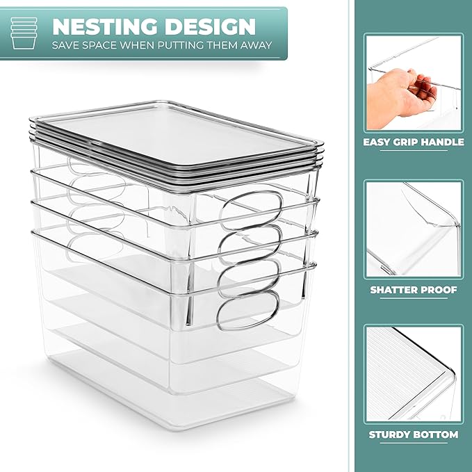 Sorbus Large Clear Plastic Bins - Image 6