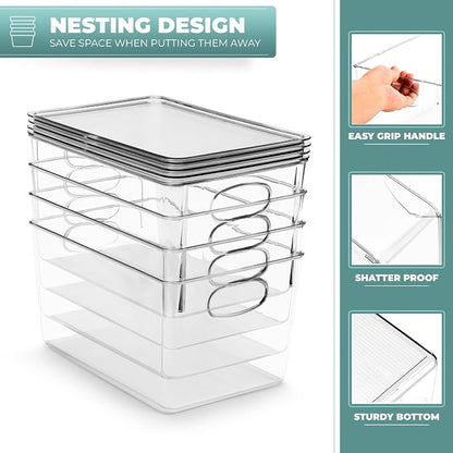 Sorbus Large Clear Plastic Storage Bins - Image 6