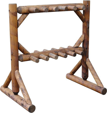 11-Place Freestanding Log Ski Rack Holder, Indoor & Outdoor Snowboard Racks - Image 6