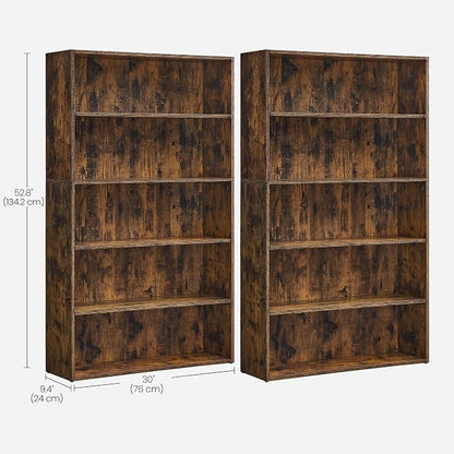VASAGLE Set of 2 Bookshelves, 30 Inches Wide, 5-Tier Open Bookcases - Image 3