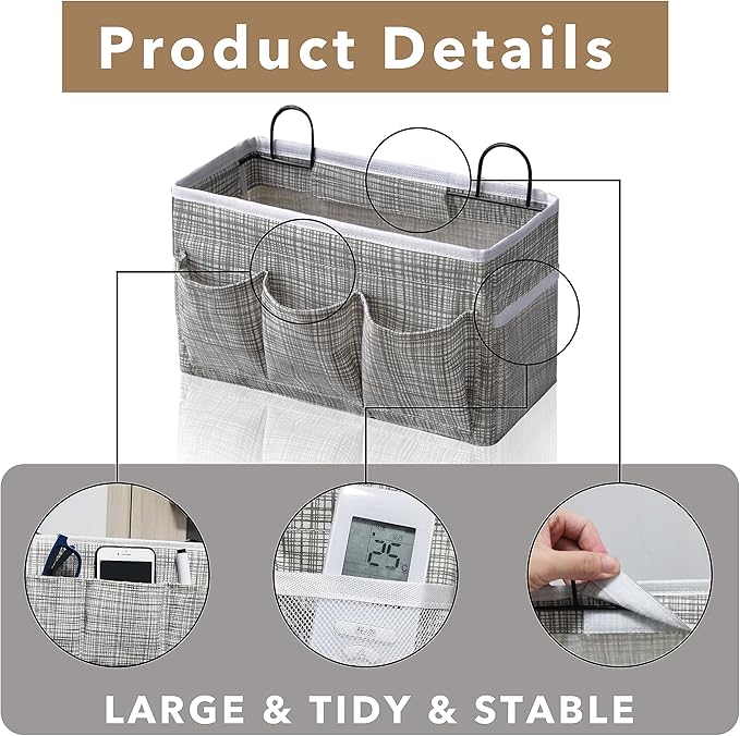 2pcs 3-pockets Large Wall Hanging Organizer Bag, Linen Fabric Door Hanging - Image 5