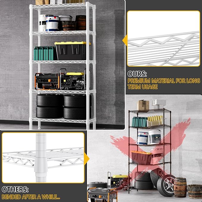 1250 lbs 5 Tier Shelf Metal Storage Shelves Wire Rack Closet Organizers - Image 6