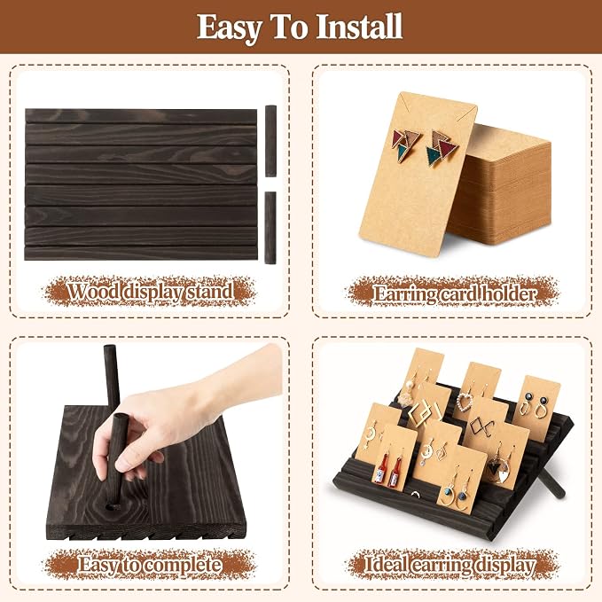 Blulu 31 Pack Wooden Earring Display Stand 7 Slots jewelry Display Holder - Image 7