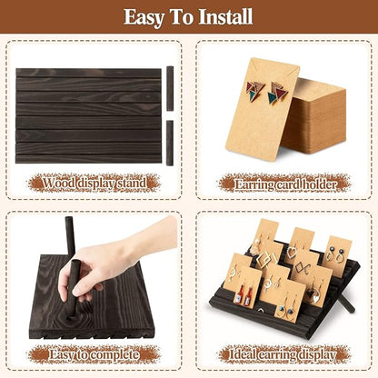 Blulu 31 Pack Wooden Earring Display Stand 7 Slots jewelry Display Holder - Image 7