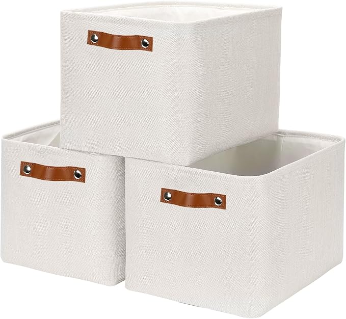 HNZIGE Large Fabric Storage Basket Organizers, Foldable Decorative Shelf Baskets by HNZIGE