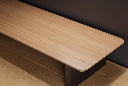 White Oak Dual‑Tier Ergonomic Desk Setup – Modern Wooden Monitor Stand & - Image 5