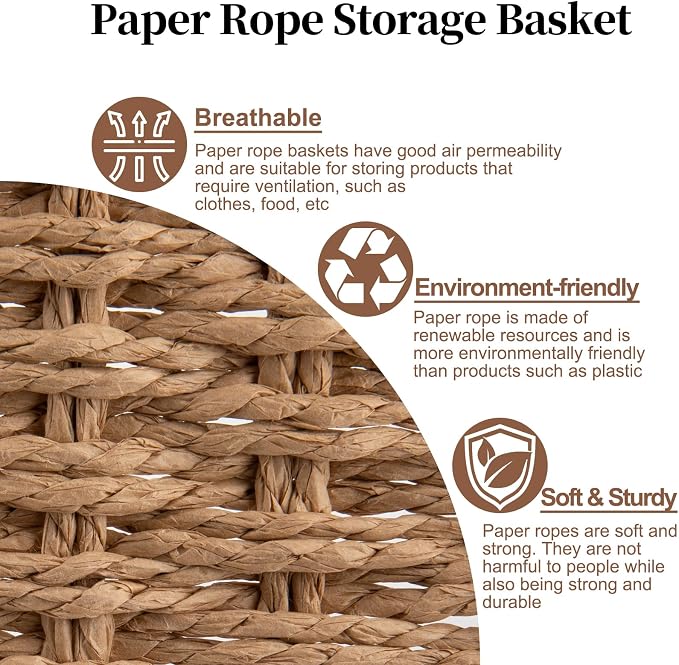 OIAHOMY Pantry Baskets for Organizing, Paper Rope Baskets - Image 5