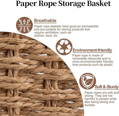 OIAHOMY Toilet Paper Baskets Handmade Paper Rope Decorative Wicker Storage Tank - Image 4