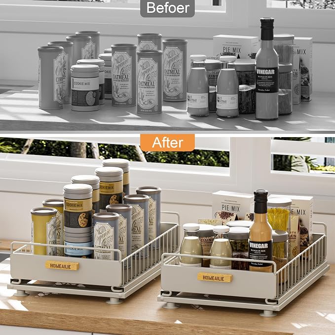 Under Sink Organizer, 2 Packs Under Sink Organizers and Storage, Slide Out Pull - Image 5