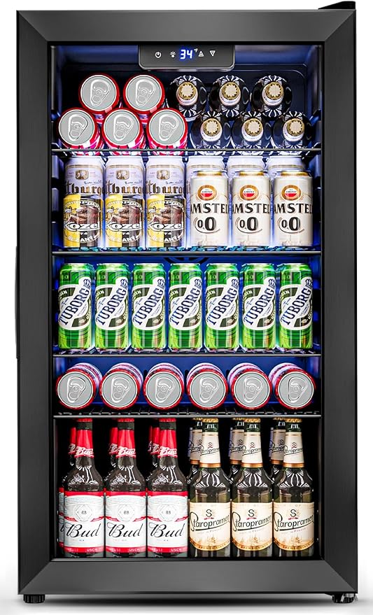 3.2 Cu.Ft Mini Fridge with Glass Door by Feelfunn