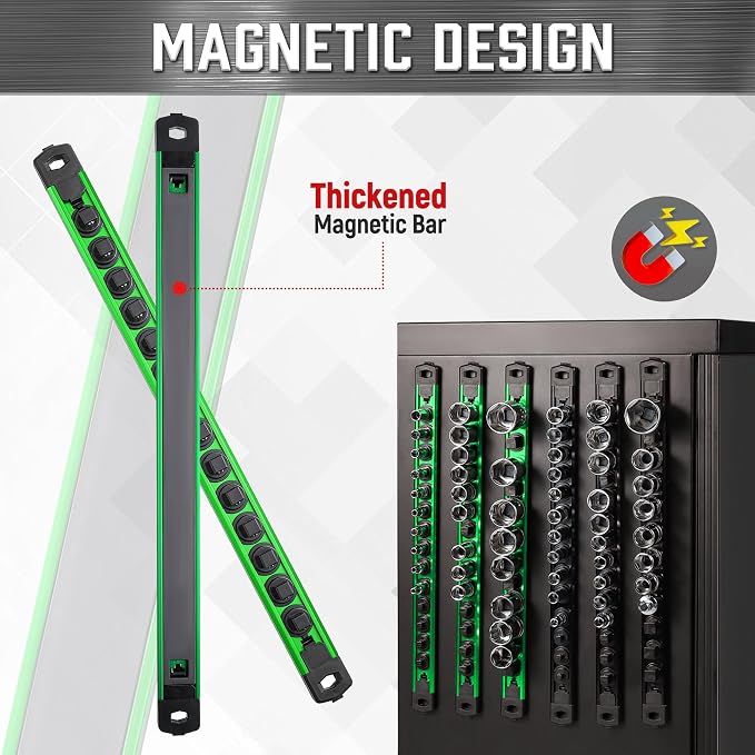 ALOANES 3-Piece Magnetic Socket Organizer, Heavy Duty Aluminum Rails - Image 5