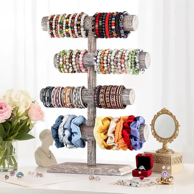 LadyRosian 4 Tier Wooden Display Jewelry Accessory Stand Jewelry Bracelet - Image 7