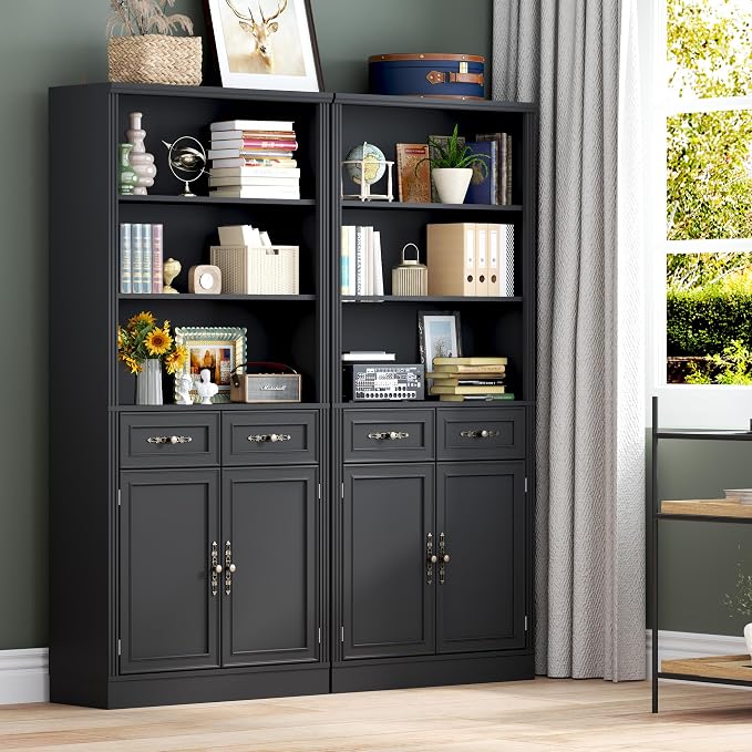 71.4" Tall Bookshelf with Drawers & Cabinet, 5-Tier Floor Standing Bookcase - Image 8