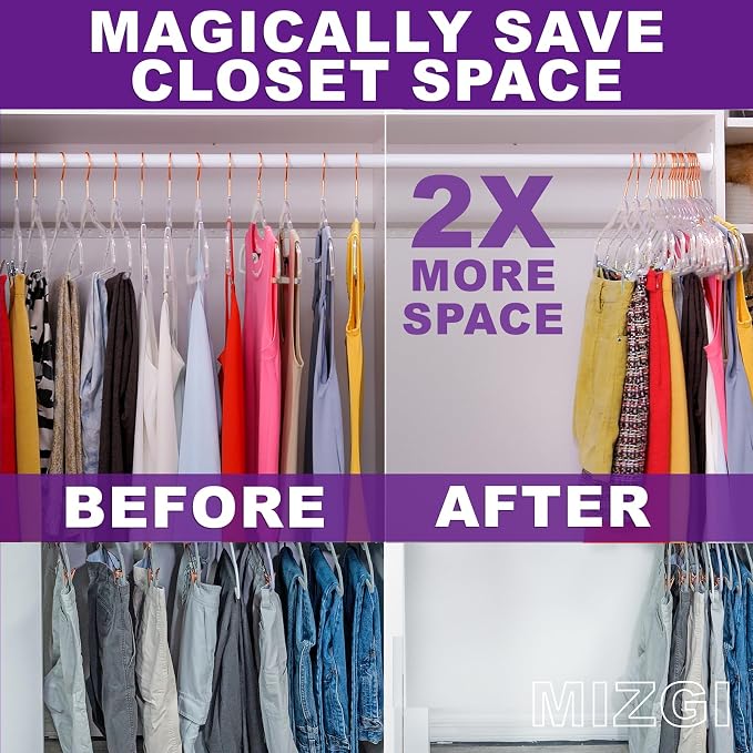 MIZGI Premium Clear Invisible Acrylic Hangers, Crystal Plastic Hangers - Image 5