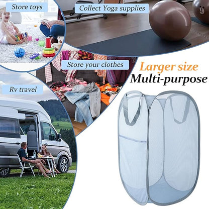 Upgraded 100L Extra Large Collapsible Laundry Baskets, 2 Pack XL Mesh Pop Up - Image 4