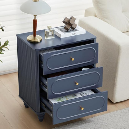 3 Drawer Fluted Dresser for Bedroom, Mid Century Modern Chest of Drawers - Image 4