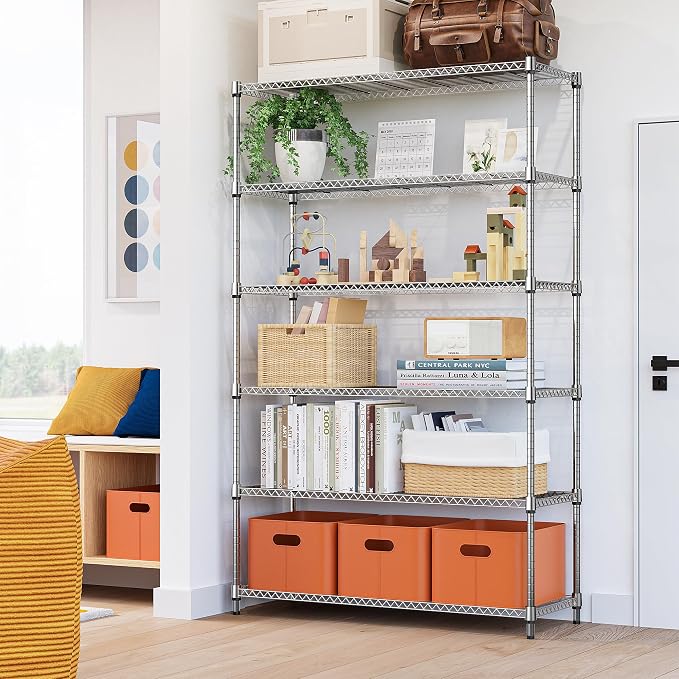 6 Tiers Storage Shelves Load 2100LBS, Metal Shelving Wire Metal Shelving Unit - Image 2
