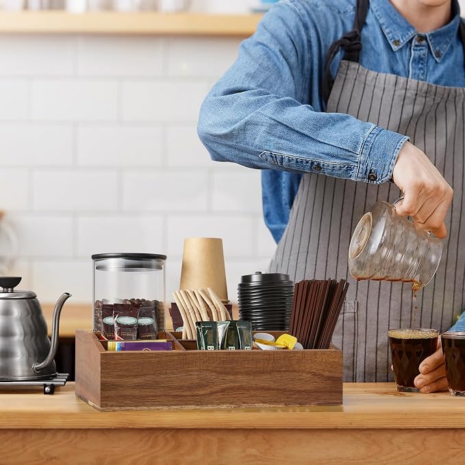ALELION Acacia Wood Coffee Station Organizer - Image 5