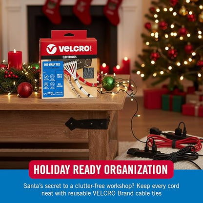 VELCRO Brand 150pk Cable Ties Value Pack, 8in | Stocking Stuffer Gifts - Image 2