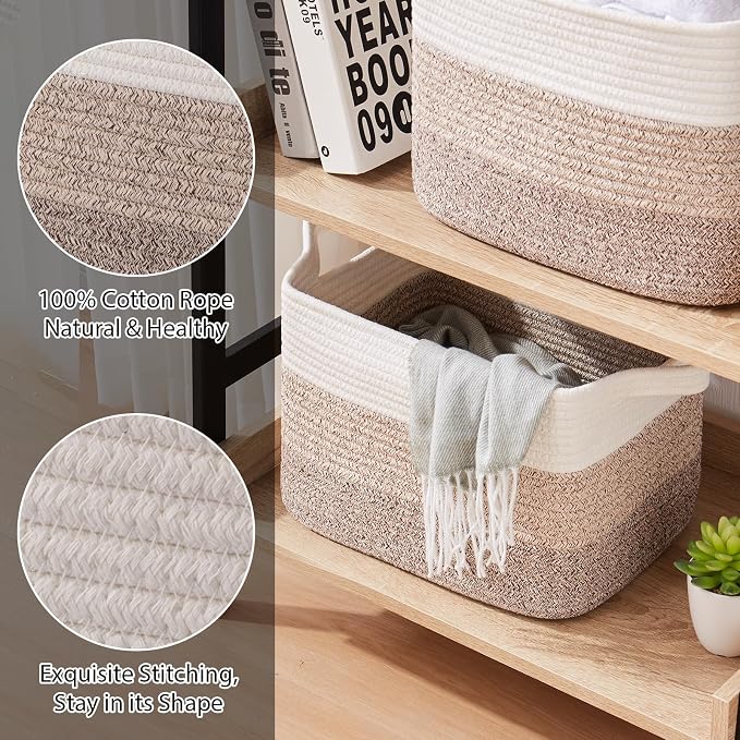 Storage Basket for Organizing, Woven Baskets for Storage, Rectangle Decorative - Image 4