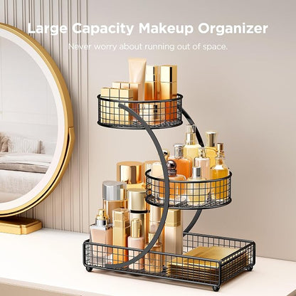 HBlife Makeup Organizer for Vanity, 3 Tier Metal Bathroom Countertop Organizers - Image 2