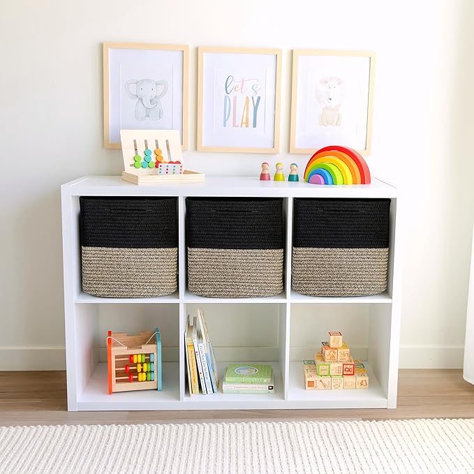 NaturalCozy 13 Inch Cube Storage Bins Cotton Rope Woven Baskets - Image 3