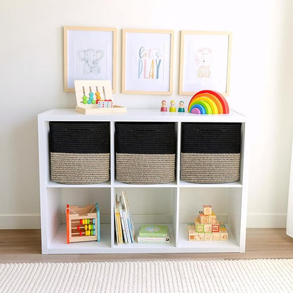 NaturalCozy 13 Inch Cube Storage Bins Cotton Rope Woven Baskets - Image 3