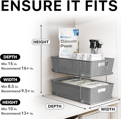 Simple Houseware 2 Tier Bathroom Organizer Tray Pull-Out Sliding Drawer - Image 6