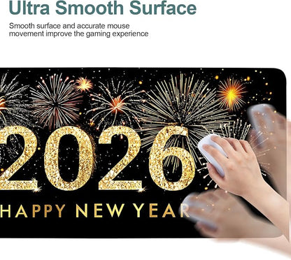 2026 Happy New Year Gaming Mouse Pad 35.4"x15.7"Desk Mat Anti-Slip Rubber Base - Image 5