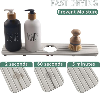 17inch x 4inch Kitchen Sink Faucet Mat, Water Absorbing Stone Faucet Splash - Image 3