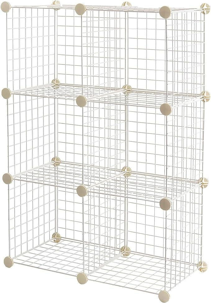 Amazon Basics 6 Cube Wire Grid Stackable Storage Shelves, 12.6 x 26 x 38 inches by AmazonBasics