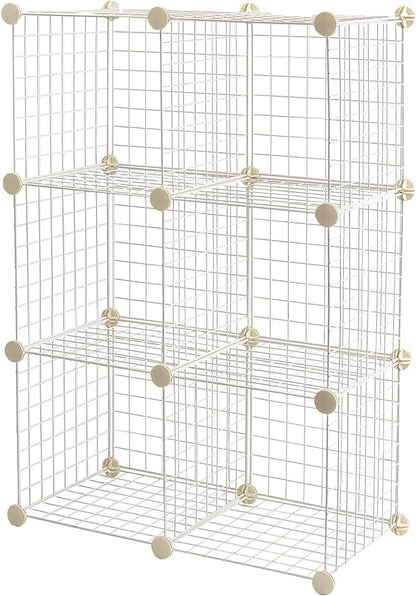 Amazon Basics 6 Cube Wire Grid Stackable Storage Shelves, 12.6 x 26 x 38 inches by AmazonBasics