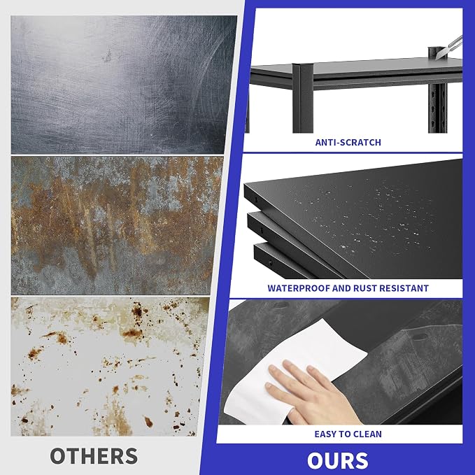 2 Sets Metal Garage Shelving Unit, 3000 lbs Industrial Shelves - Image 4